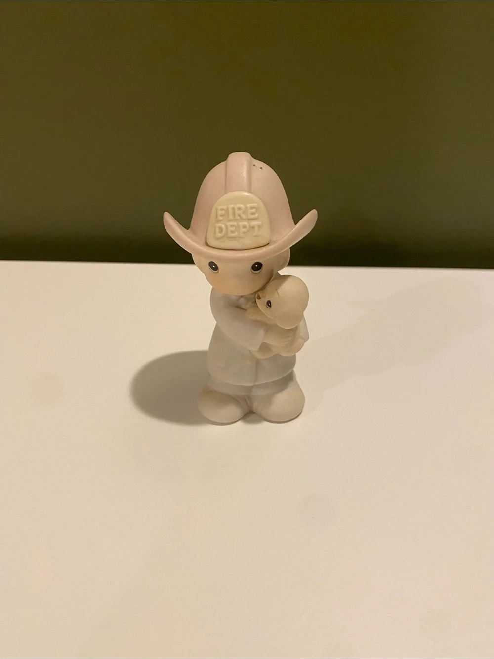 Precious Moments Cream and White Fire Dept Figurine
